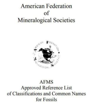 Approved Reference List of Classification & Common Names for Fossils