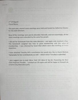 2nd VP Report