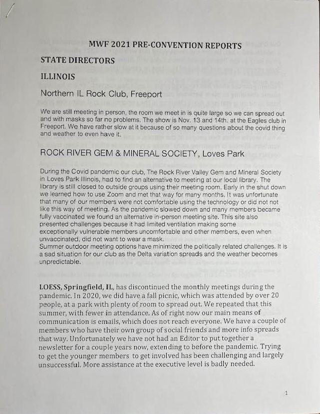 MWF 2021 Pre-Convention Reports