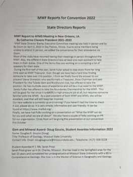 MWF Reports for Convention 2022